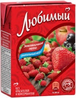 Напиток сокосодержащий ЛЮБИМЫЙ 0,2 земляничное лето яблоко-черн рябина-клубника-земляника т/пак 1*27