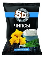 Чипсы 5Д 90гр пшеничные сметана и лук 1*28