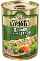 Оливки FLIPPO BERIO 300г фаршированные креветкой ж/б 1*12