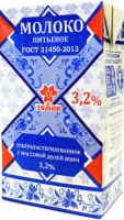Молоко ТЯЖИН 3,2% 1л ульрапастеризованное 1*12 