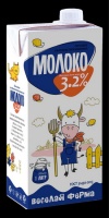 Молоко ВЕСЕЛАЯ ФЕРМА 1л 3,2% питьевое ультрапастеризованное slim 1*12