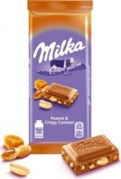 Шоколад MILKA 90г арахисом-кусочками хрустящей карамели и кукурузными хлопьями 1*21