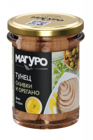 Тунец МАГУРО 200г полосатый филе в соусе Оливки-орегано ст/б 1*6