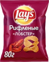 Чипсы ЛЕЙС 80г Рифлёные Лобстер 1*24