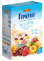 Каша овсяная РУССКИЙ ПРОДУКТ 6*35г Геркулес  Ассорти №3 клубника абрикос вишня 1*8