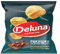 Чипсы DELUNA 85г кукурузные Ракушки со вкусом барбекю 1*18
