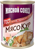 Мясо кур МЯСНОЙ СОЮЗ 350г в собственном соку №9 ж/б  1*20