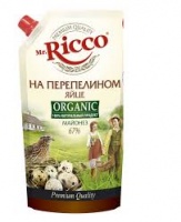Майонез МИСТЕР РИККО 800мл/750г 67% на перепелином яйце Organic д/пак 1*6 код.050-750