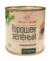 Горошек зеленый ЛЕТНЕЕ ВРЕМЯ 400г ГОСТ 1сорт ж/б 1*24 