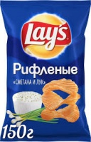 Чипсы ЛЕЙС 150г сметана-лук 1*18 код.340021649/340025166