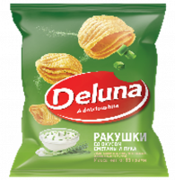 Чипсы DELUNA 85г кукурузные Ракушки со вкусом сметаны и лука 1*18