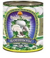 Шампиньоны ЗОЛОТАЯ ДОЛИНА 3100мл Премиум консервир. резаные ж/б 1*6