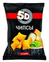 Чипсы 5Д 90гр пшеничные четыре сыра 1*28