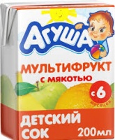 Сок АГУША 200мл Мультифруктовый с 6-ти мес 1*18