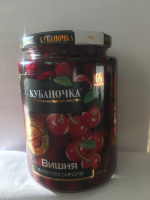Вишня КУБАНОЧКА 750мл/750г  в легком сиропе ст/б 1*8