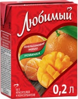 Напиток сокосодержащий ЛЮБИМЫЙ 0,2л апельсин-манго-мандарин т/пак 1*27 код.340027512
