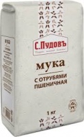 Мука С. ПУДОВЪ 1кг с отрубями 1*8