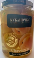 Абрикос КУБАНОЧКА 750г в легком сиропе ст/б 1*8