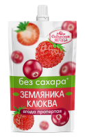Ягода протертая САВА 250г Земляника-клюква протертые без добавления сахара  д/пак 1*15