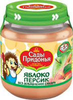 Пюре САДЫ ПРИДОНЬЯ 120г Яблоко-персик с 5-ти мес ст/б 1*12
