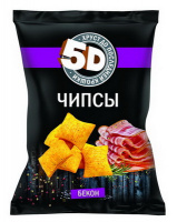 Чипсы 5Д 90гр пшеничные бекон 1*28