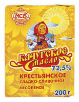 Масло сливочное КАЧУГСКОЕ КРЕСТЬЯНСКОЕ 200г 72,5% 1*20