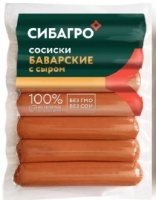 Сосиски БАВАРСКИЕ С СЫРОМ 420г Сибагро 1*4 