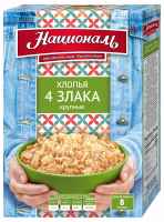 Хлопья НАЦИОНАЛЬ 400г 4 злака  крупные 1*12