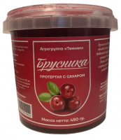 Ягода протертая АГРОГРУППА ТЕМНИК 450г брусника с сахаром пл/б 1*12