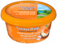 Сыр творожный ТЫСЯЧА ОЗЕР 60% 140г Воздушный сливочный с лососем 1*6