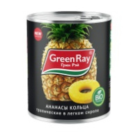 Ананас GREEN RAY 850мл кольца ж/б 1*12