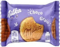 Печенье MILKA 42г покрытое молочным шоколадом из цельнозерновой муки с овсяными хлопьями 1*24