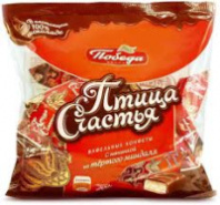 Конфеты ПОБЕДА ПТИЦА СЧАСТЬЯ вафельные с начинкой из тертого миндаля в сливочном шоколаде 200г 1*18