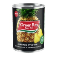 Ананас GREEN RAY 580мл кусочки ж/б 1*12