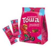 Конфеты ВЕСЕЛЫЙ ТОША 250г вафельные глазированные со вкусом шокол 1*12 