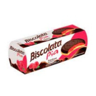 Печенье BISCOLATA PIA 100г с малиновой начинкой покр темный шоколад 1*24