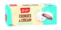 Печенье BERGEN COOKIES&CREAM 128г шоколадное с начинкой с ванильным вкусом в белой глазури 1*27