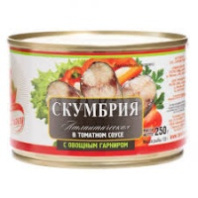 Скумбрия ЗА РОДИНУ 250г пикантная с овощным гарниром в т/с 1*48