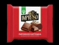 Шоколад IMPRESSO 75гр молочный с начинкой со вкусом Пирожного картошка 1*13