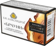 Бисквит Б.Ю.АЛЕКСАНДРОВ БРАУНИ 80г шоколад с грецким орехом и мягкой карамелью 1*4