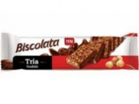 Вафли BISCOLATA TRIA 100г в мол.шоколаде с ореховой начинкой 1*12