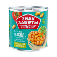 Фасоль ЗНАК ЗАБОТЫ 400г белая в т/с ж/б ключ 1*12