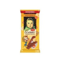 Шоколад АЛЕНКА 90г с банановыми кусочками и карамелью 1*14