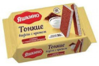 Вафли ЯШКИНО 144г тонкие с какао и молоч.кремом 1*26 РВТ102