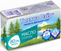 Масло сливочное ТЫСЯЧА ОЗЕР 100г 80,5% соленое 1*9