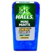 Леденцы HALLS Mini Mints 12,5г с вит.В6 и женьш. со вкусом мяты и ментола 1*12