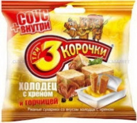 Сухарики ТРИ КОРОЧКИ 60г ржаные холодец хрен+20г соус горчица 1*30 БС928