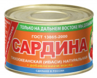 Сардина ПРИМРЫБСНАБ 250г натуральная с д/м №6 ж/б 1*48 В811