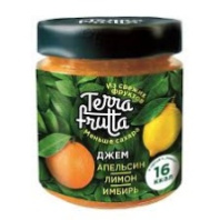 Джем TERRA FRUTTA 200г Апельсин Лимон Имбирь ст/б 1*6