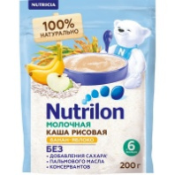 Каша НУТРИЛОН 200гр молочная рисовая с яблоком и бананом 1*6